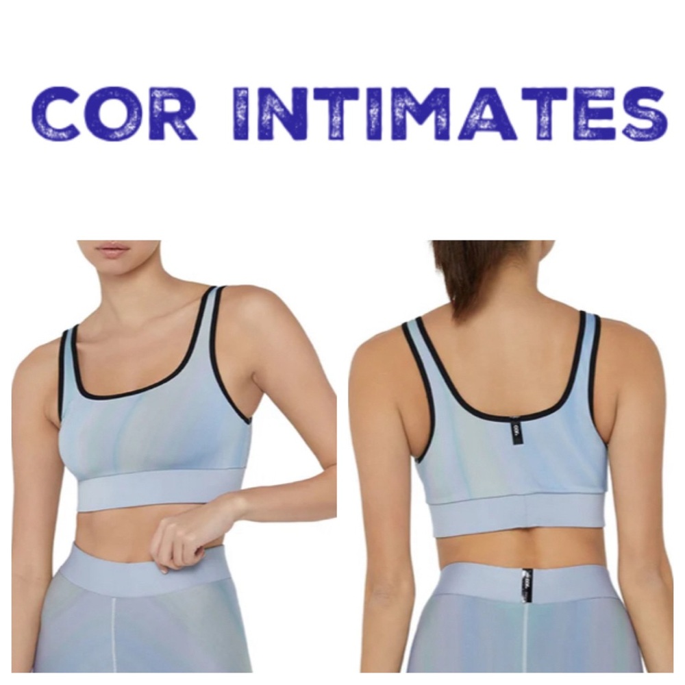 COR Intimates Ultracor Twilight Blue Clouds Scoop Neck Blue Sports Bra NWT